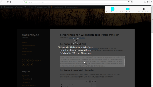 Aktives Firefox Screenshot-Tool