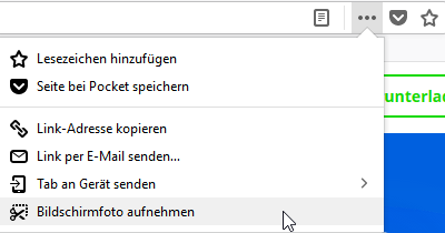 Firefox Screenshot-Tool aufrufen.