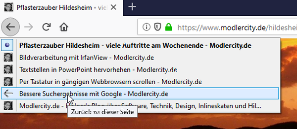 Den "Back-Button" in Firefox besser nutzen, um die vollständige Browserhistorie eines Tabs anzuzeigen.