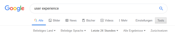 Mit Hilfe der Toos in der Google Suche kannst du Suchergebnisse zeitlich begrenzen.