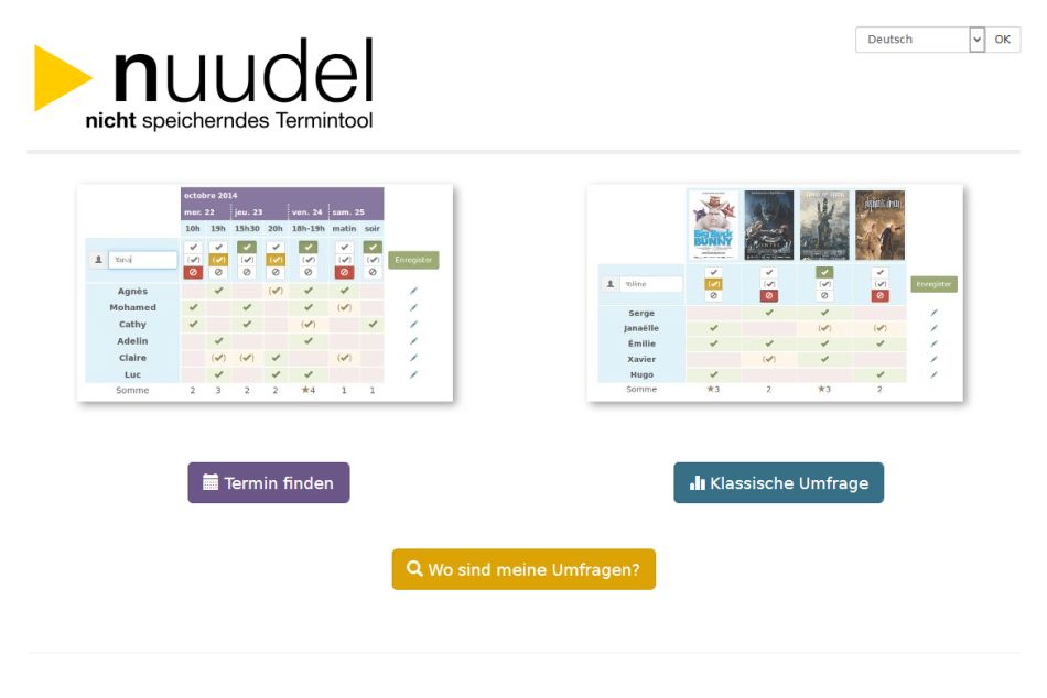 Das Umfragetool Nuudel.de - Startseite